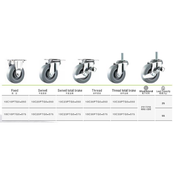 TPR Furniture Casters 50mm 75mm Thermoplastic Rubber Light Duty Castors