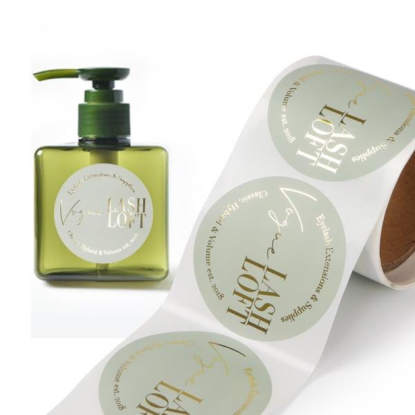 247MM Comestic Glass Bottle Plastic Sticker Label Printing Gold Foil Logo