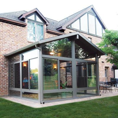 Low E Glass Sunroom Customized Size Prefabricated Aluminium Conservatory Sunroom Clear Gray Green Frosted Glass Roof Sunroom
