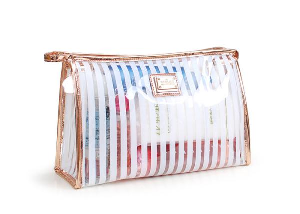Black Stripes Portable Washing Bag , Waterproof Transparent Makeup Bag