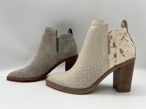 Abs heel with TPR outsole，soft crack suede leather and metallic hair leather Womens Dress ankle Boots