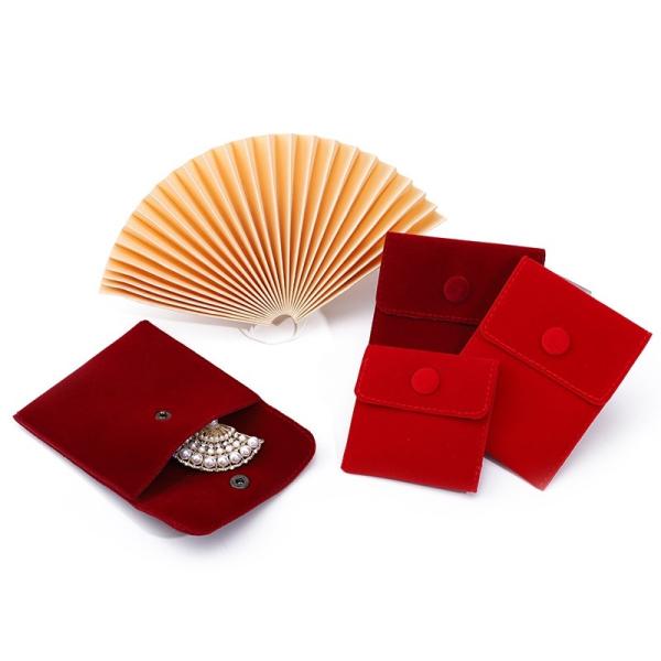 Elegant Luxury Noble Eco Friendly Biodegradable Velvet Jewelry Velvet Bag Snap Button Jewelry Bag Jewelry Bag Necklace Bracelet Ring Jewelry Packaging Bag