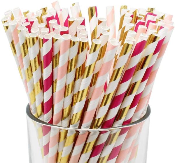 6.35mm New Year Party Decoration Biodegradable Wheat Festive Paper Straws