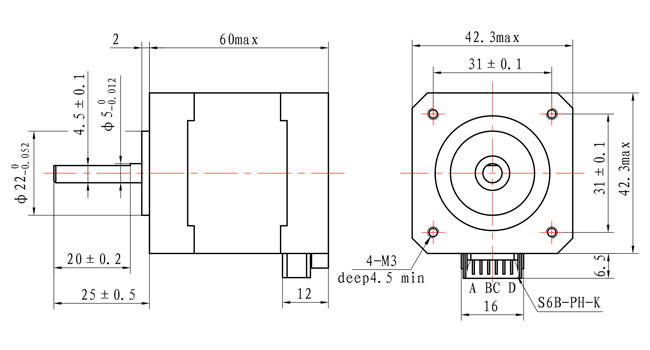 вращающий момент Stepper мотора наивысшей мощности 12v Stepper мотора NEMA 17 42x42x60mm высокий