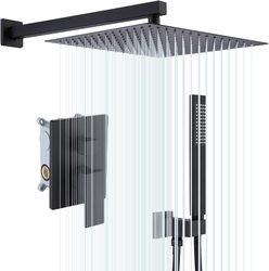Bathroom shower cabin mixer 12 inch ceiling water saving flow 360 degrees rotating rainfall thermostatic shower head