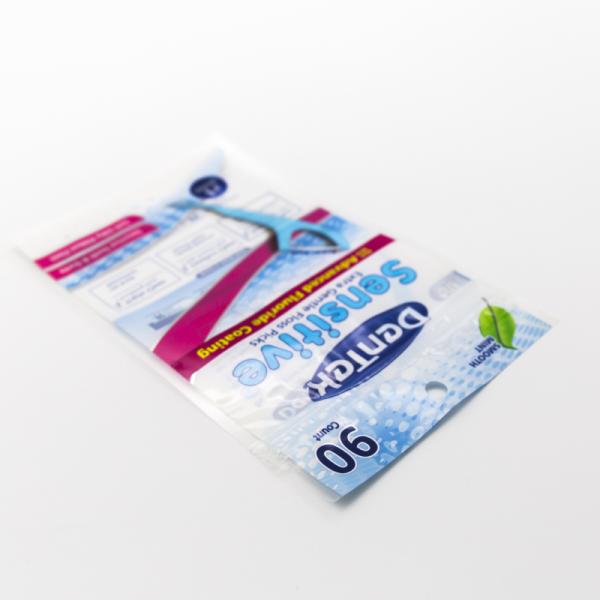 Bolsas con cerradura por cremallera personalizadas Bolsas de plástico para envases de hilo dental con peso ligero y ahorro de espacio.