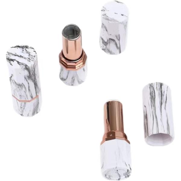 Elegante sexángulo plástico de lápiz labial Casos vacío en el recipiente de cosméticos en blanco o negro