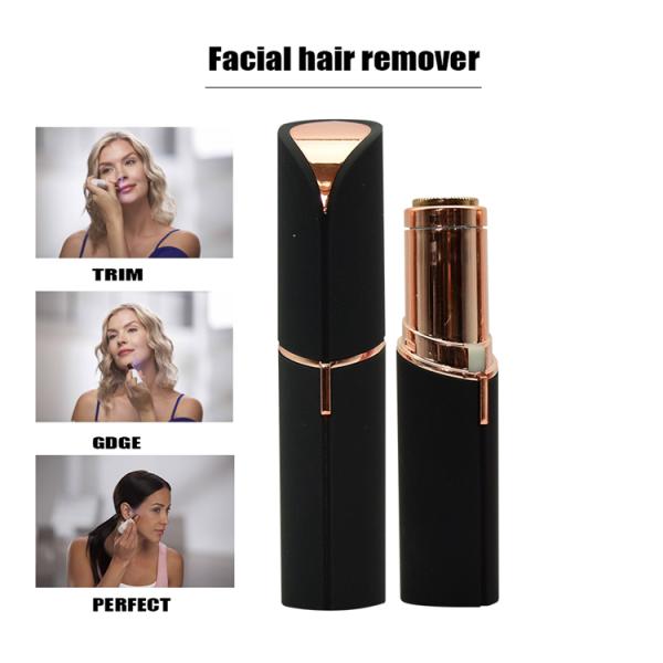Rechargeable Mini Painless Face Hair Remover Gold Plated Lipstick Shaped