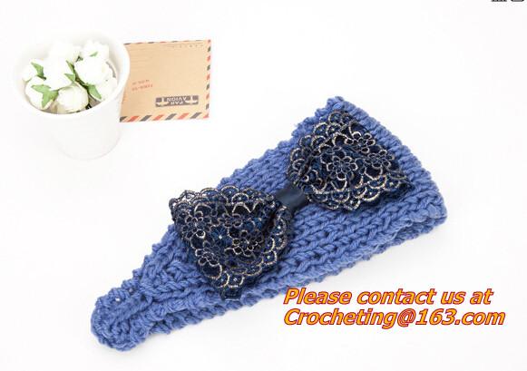 Embroidery bowknot Women's Knitted Head wrap Knitting wool crochet headband women cable