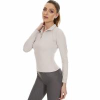 Roupa equestre ativa elástico da maneira da camisa 4 de Gray Horse Riding Tops T do zíper