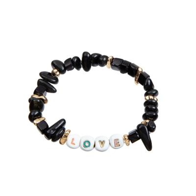 PVD chapeou braceletes feitos a mão dos grânulos, bracelete elástico do grânulo do esmalte de 18.5cm