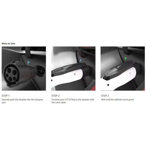 EV Charger Adapter Durable and Solution for Tesla Charging Needs Compatible with Standard J1772 Charging Infrastructure