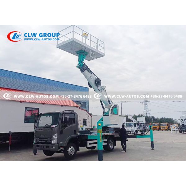 Isuzu KV100 4x2 23-Meter Aerial Work Platform Truck with 300kg Stainless Steel Platform and CAN Bus & Wireless Remote Control