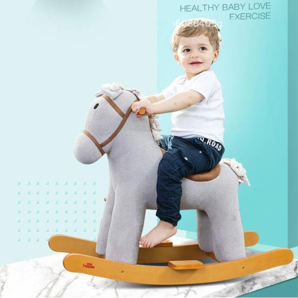 Unisex Solid Wood Toddler Ride-On Rocking Horse for Baby Nursery Activities Play 1-5 Year Old Boys Girls Birthday Gift