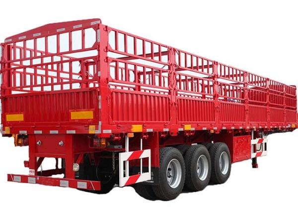 Triplicar-se vermelho Axle Semi do reboque 12R22.5 do transporte animal de 600mm
