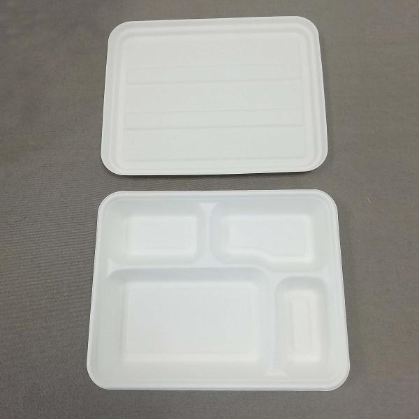 4-coms Sugarcane pulp plate with lid  Natural-Pulp Biodegradable Products Microwavable And Safe For Hot And Cold Foods