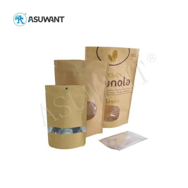 Mylar Kraft Paper Pouch Food Packing Bag Heat Sealed Stand Up Reusable Brown Color