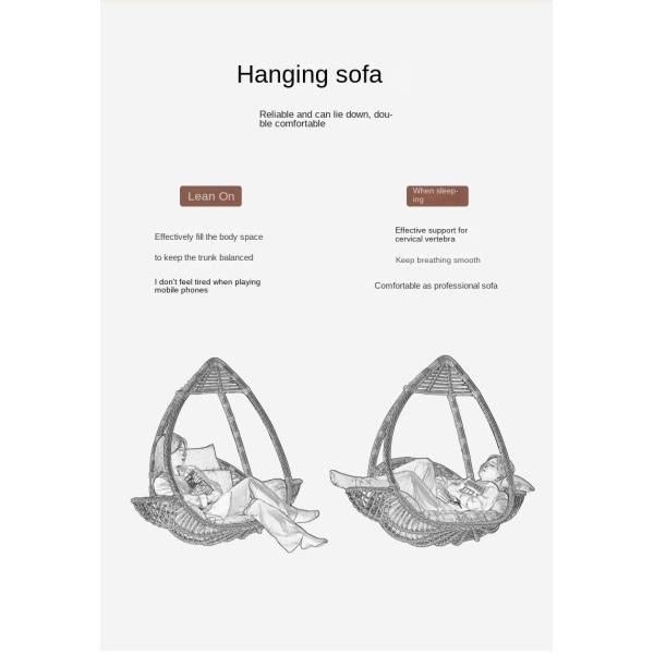 Wholesale Popular Wicker Patio Outdoor Metal Rattan Basket Egg Hanging Chair