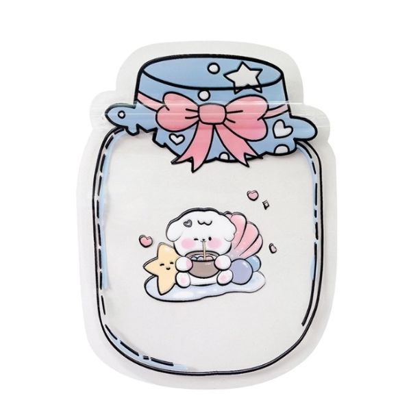 MOQ 100pcs Custom Valentine's Day CPP Plastic Self Sealing Food Grade Zipper Top Bags for Snacks Cakes (Cartoon Shaped)
