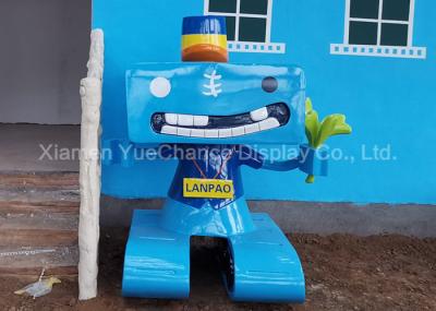 Blue Handmade Shopping Centre Decorations Fiberglass Cartoon Sculpture