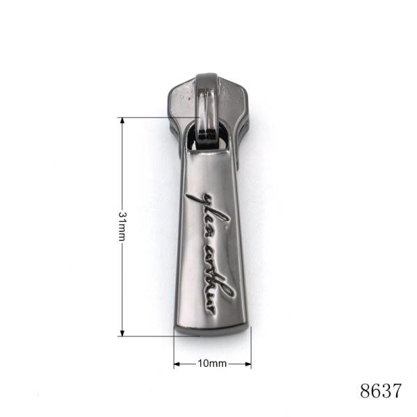Corrosion Resistant Custom Zipper Pull Shiny Black Handbag Zipper Pull With Engraving Logo