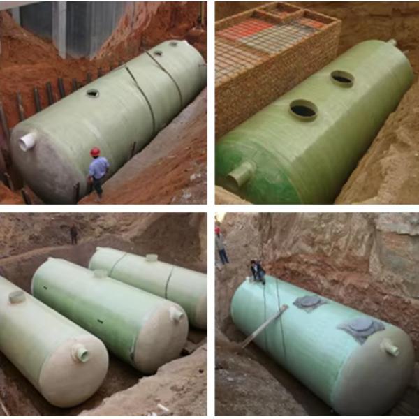 20m3 5000 galones FRP GRP tanque séptico Subterráneo Para la construcción de centros comerciales Centro comercial de la escuela Hospital Biogás tanque séptico
