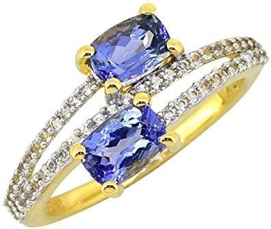 Подарки размера 8 кольца циркона Tanzanite Birthstone желтого золота платины женщин LC магазина голубые