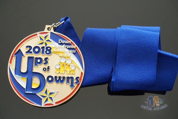 Awareness Walk Gold Sport Metal Award Medals Blue Ribbon Hockey And Racing Medals