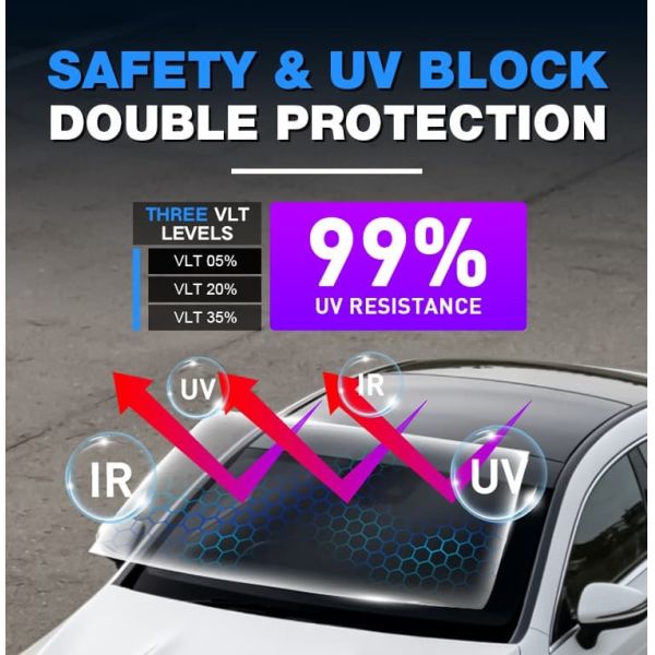 8mil Medium Tint Window Safety Film 20% VLT UV99% Impact Resistant Glass Layer