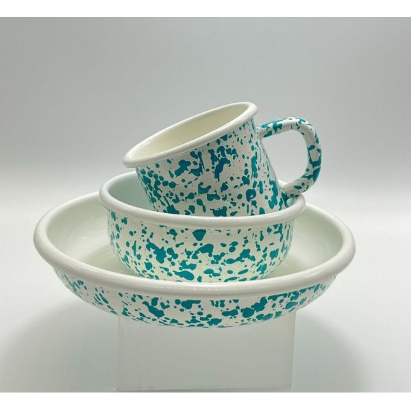 EU FDA Certified Enamel Tableware Set Cup Bowl Plate Children Dinner Set Customized