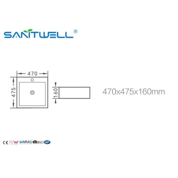 Квадратный керамический таз мытья 470×475×160 встречной верхней части Мм с сертификатом КЭ