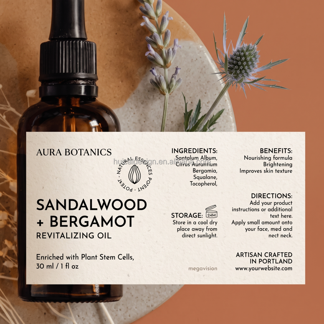 Custom Face Serum Label Waterproof BOPP Gold Foil Cosmetic Bottle Sticker Roll Printing Private Logo Labels