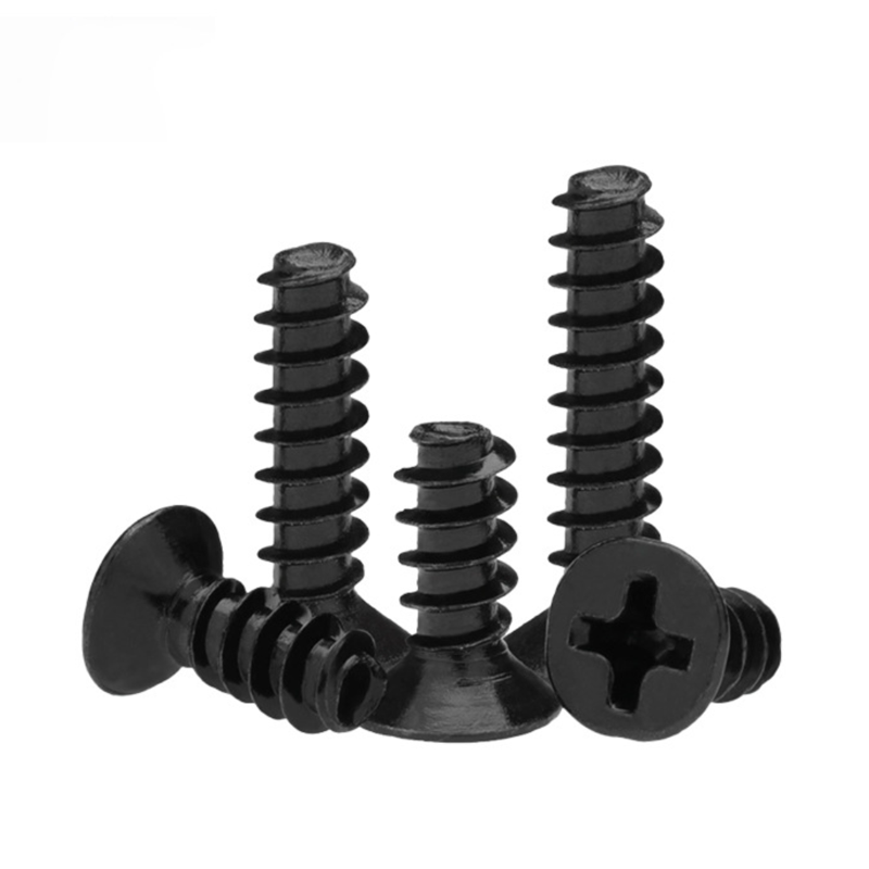 KB Black Screw Cross Flat Head Screw Countersunk Self Tapping Flat Tail Self Tapping Screw Fittings M1/M2/M3/M4