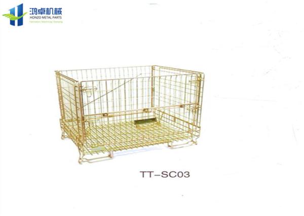 Euro Warehouse Wire Mesh Container Wire Folding Bulk Containers With Wooden Pallet