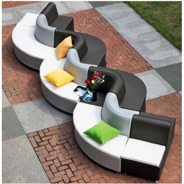 10pcs white & black Outdoor furniture rattan poolside curve sofa--9221