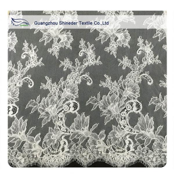Ivory Eyelash Chantilly Lace Trim , Bridal Cream Cord Lace Fabric