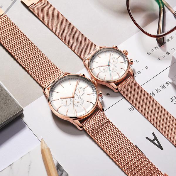 3ATM Waterproof Couple Quartz Watch , 12mm Dial Rose Gold Couple Watch