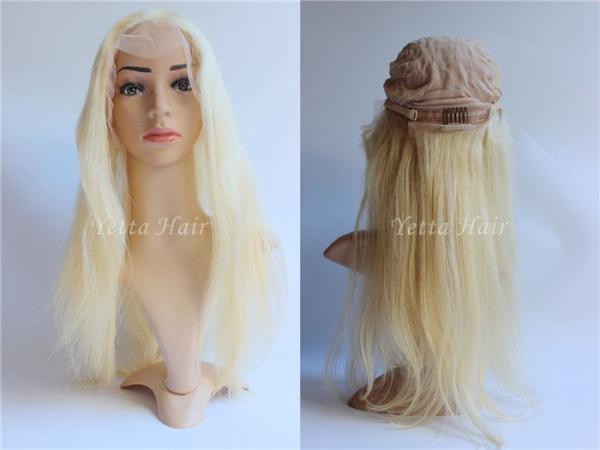 perucas louras do cabelo humano da parte dianteira do laço da platina da categoria 7A para as mulheres brancas