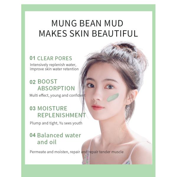 Cleansing Anti Acne Facial Clay Mask Face Mung Bean Purifying Green Mask