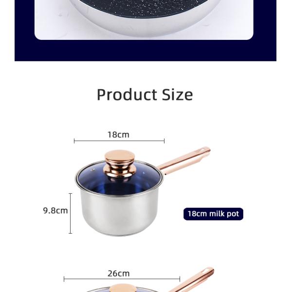 Не Cookware нержавеющей стали кухни ручки установил со стеклянной крышкой