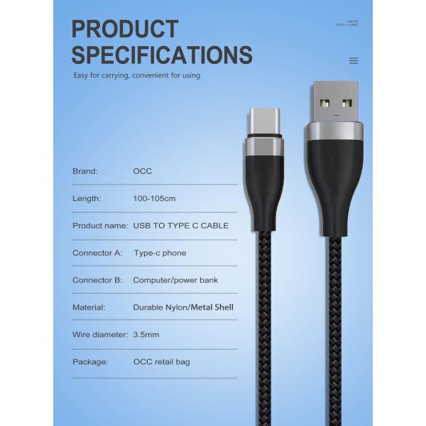 Быстрым тип заплетенный нейлоном OEM/ODM Usb обязанности 3A USB c кабеля 2,0 c для кабеля data&charge Huawei Samsung
