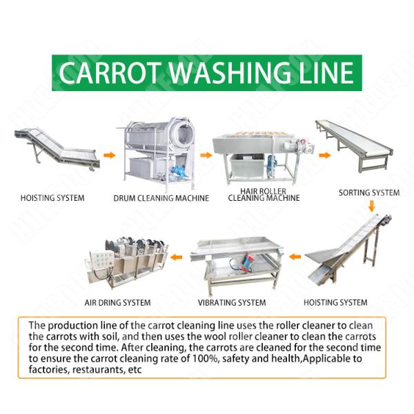 High Efficiency Potato Processing Machinery  Brush Type Carrot Cleaning Machine