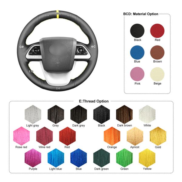 MEWANT Christmas Gift Steering-wheel Covers For Toyota Prius 4 Prime Mirai Car Steering Wheel Under Bottom Cover Leather