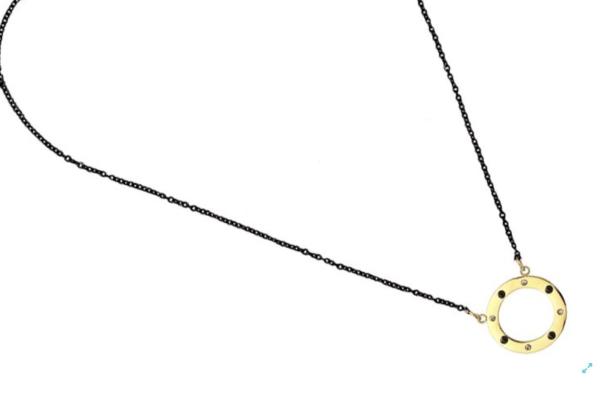 Black Chain Stainless Steel Fashion Necklaces Round Wheel Necklace For Men