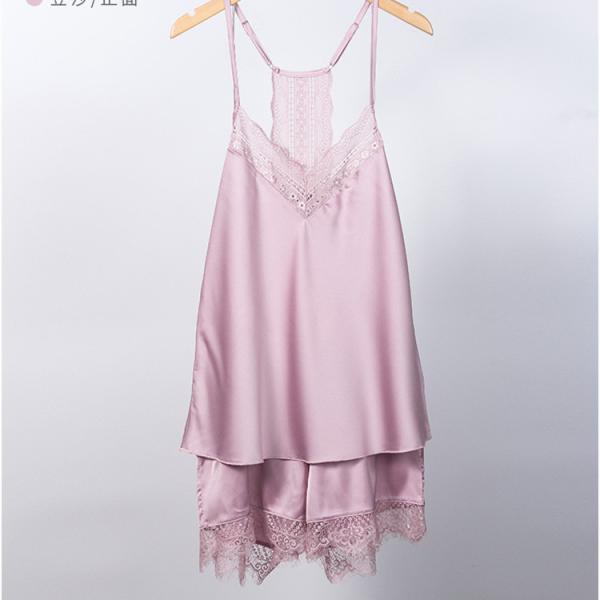 Soft Breathable Satin Silk Short Lace Pajamas Set - QUICK DRY