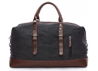 Grandes sacos de Duffel de couro encerados pretos ocasionais do curso da lona