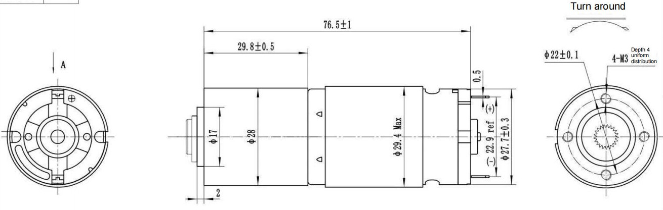Малошумный 167 мотор Dc NEMA 11 0.12A 24v Rpm 28mm с коробкой передач