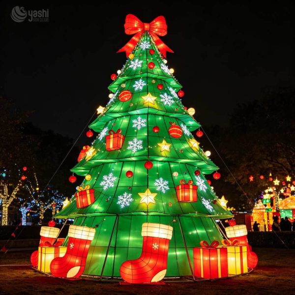 Custom Giant Christmas Tree LED Lantern Sculpture for Outdoor Plaza & Theme Park Waterproof Lighting