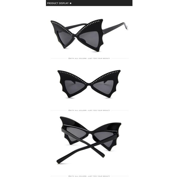 Oversized Women Bat Sharp Rivet Big Frame Sunglasses Personality Dance Party Glasses