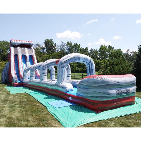 Inflatable Slip And Slide Into Pool Two Lane , Commercial Grade Blow Up Slide Rental